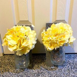 Floral mason jar hanging wall decor